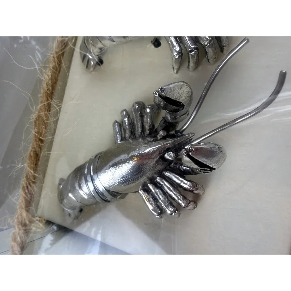 Pottery Barn Lobster Placecard Holders Set of 4 Silver Metal Coastal Decor NEW